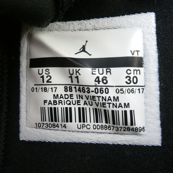Air Jordan Jordan Men\'s US 12 Trainer Prime \'Flu Game\' Blk & Red 881463-060